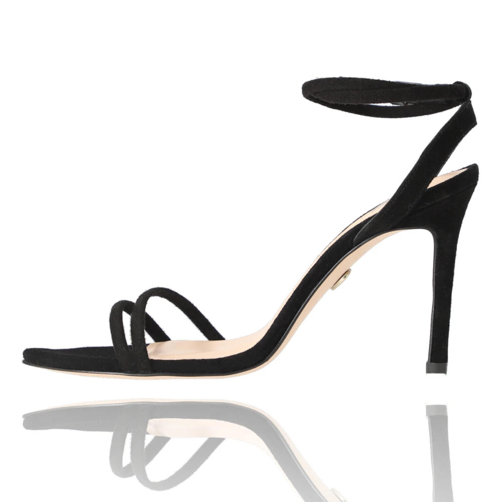 Black Soile stilettos in natural goatskin suede