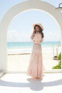 Maeve - sukienka maxi w stylu boho w odcieniu pudrowego różu