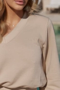 Hanako - Bawełniany Komplet Dresowy z Bluza V-neck i Spódniczką z Wszytymi Spodenkami