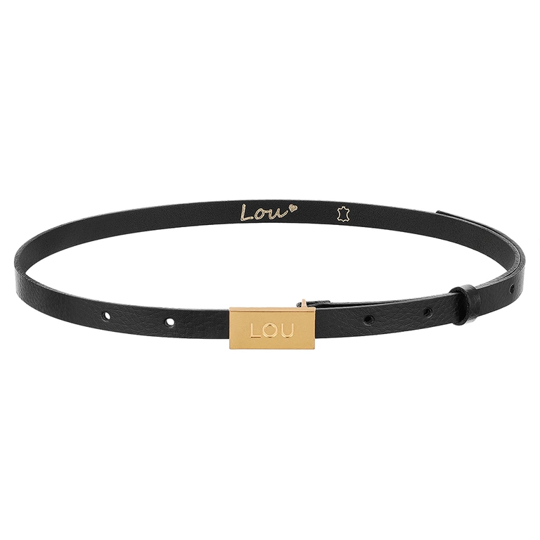Pasek Lita - Elegancki Czarny Pasek Damski z Złotą Klamrą Lou
