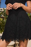 Luditta - czarna mini sukienka z haftowanej bawełny