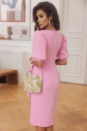 Lorena - Elegancka i Romantyczna Midi Sukienka w Pudrowym Różu