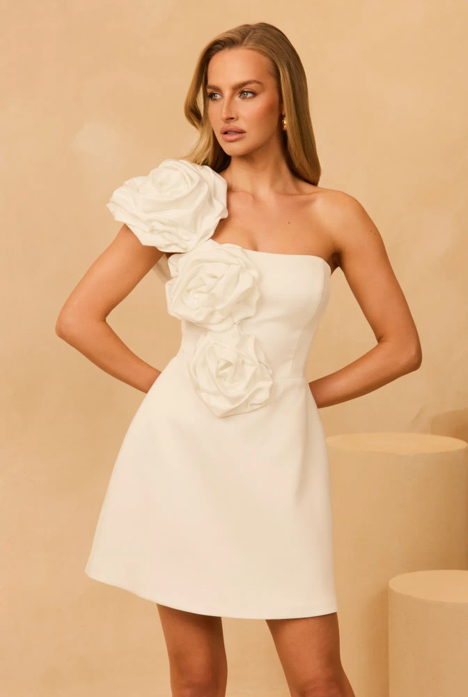 Tinsley - gorsetowa mini z ręcznie układanymi kwiatami