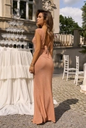 Berenika - drapowana maxi w pomarańczowym odcieniu ze złotą nitką