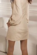 Orsola - Letnia sukienka mini w jasnym beżu z guzikami
