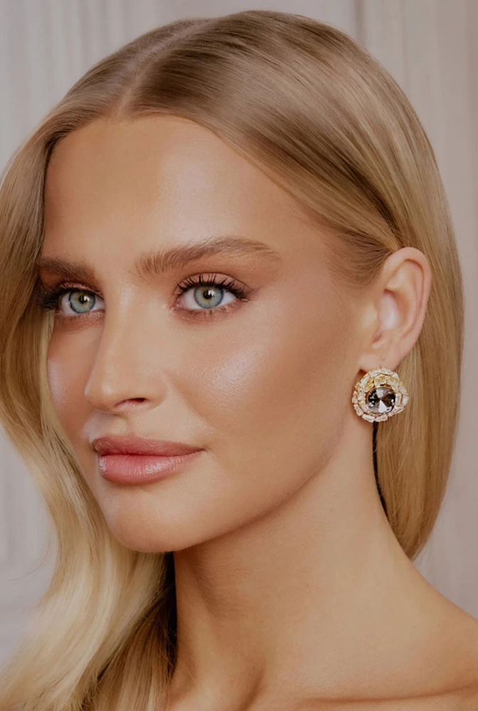 Moxie - pozłacane kolczyki z czarnym kryształem