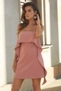 Yosma - Elegancka Sukienka Mini w Brudnym Różu