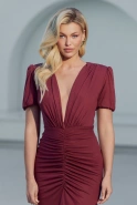 Paola - brązowa sukienka maxi z drapowanymi elementami