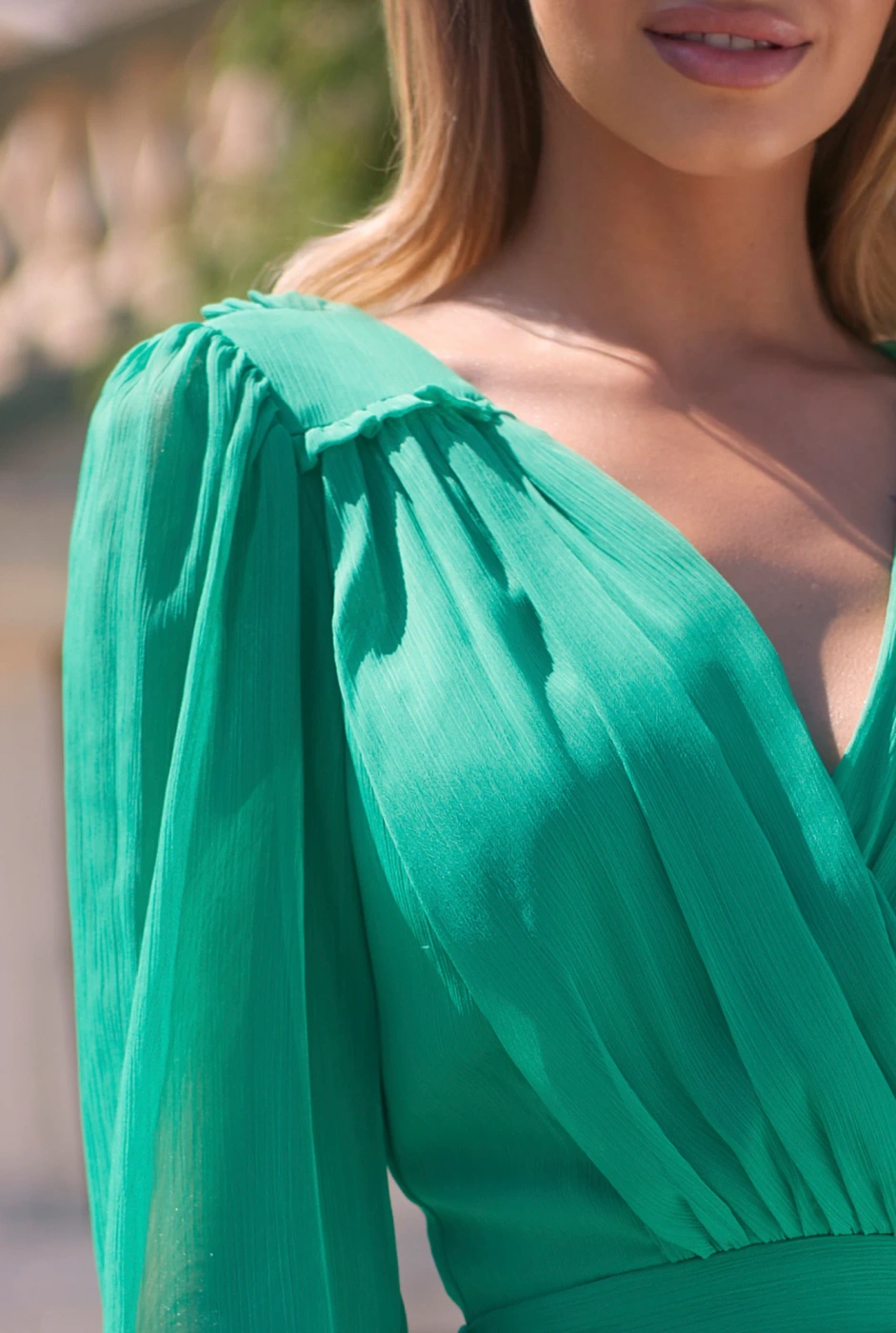 Clementine Zielona - estetyka draperii w mini sukience