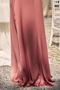 Regina - brązowa sukienka maxi na fiszbinach