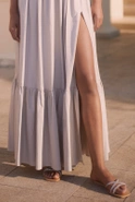 Kamalla Szara - maxi sukienka w stylu natural 