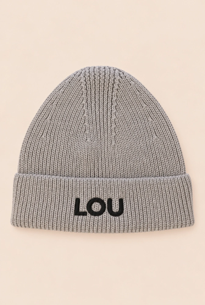Szara Czapka Zimowa z Logo Lou