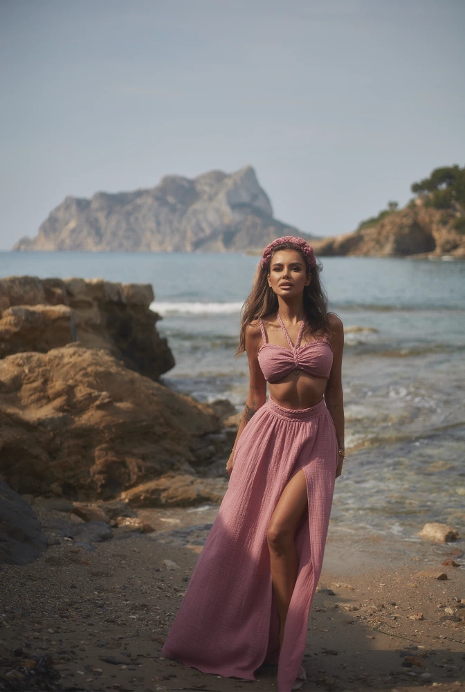 Vernon - Asymetryczny Komplet w Brudnym Różu