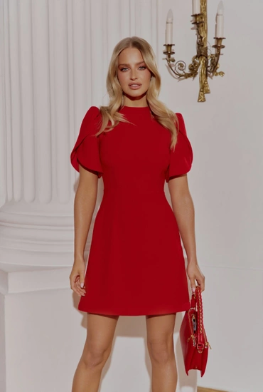 Evora - sukienka mini z bufiastymi rękawami