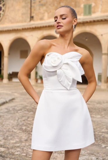 Didar - gorsetowa suknia mini z ręcznie układanym kwiatem