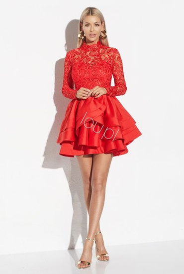 JUANITA - CZERWONA ROZKLOSZOWANA SUKIENKA